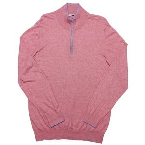 HAGEN Carmel CA 1/2 Zip Pullover Sweater Cotton Cashmere Made Italy Red Large L